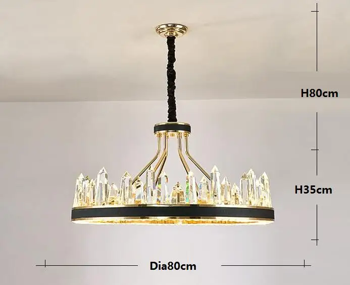 Дизайн, круглая хрустальная люстра для гостиной, светодиодный светильник, современная столовая лампа, лампа для спальни, роскошная декоративная люстра для отеля - Цвет абажура: Dia80cm
