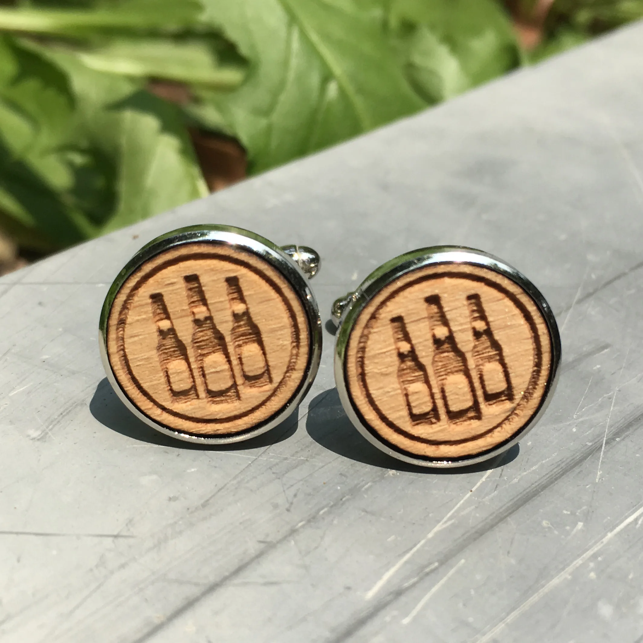 Beer Bottles Wood Cufflinks Gift for Dad Father of The Bride Cool Wooden Cuff Links Comical Wedding Groomsmen X1 Pair | Украшения и