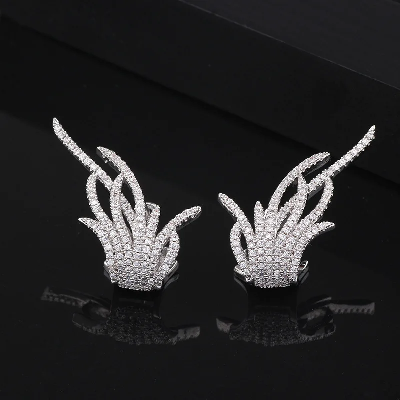Elegant Famous Brand Design Leaf Shape Zirconia Wedding Earring for Women Luxury Korean Stud Earrings Fashion Jewelry - Image 2