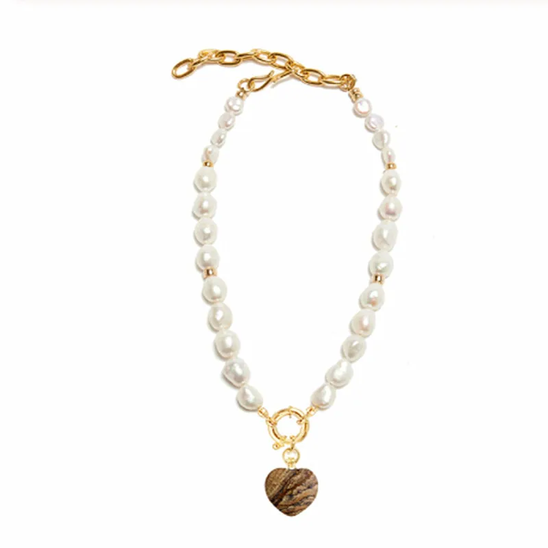 Модные звенья цепи bijoux Ожерелье из нержавеющей стали богемная жемчужная подвеска в стиле барокко ожерелье весна-слинг закрытие MATERA ожерелье - Окраска металла: 21