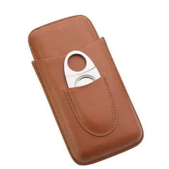 

Leather Cigar Tube Case Portable Brown Skin pattern Pattern Storage Box Easy To Carry Cigar Accessories