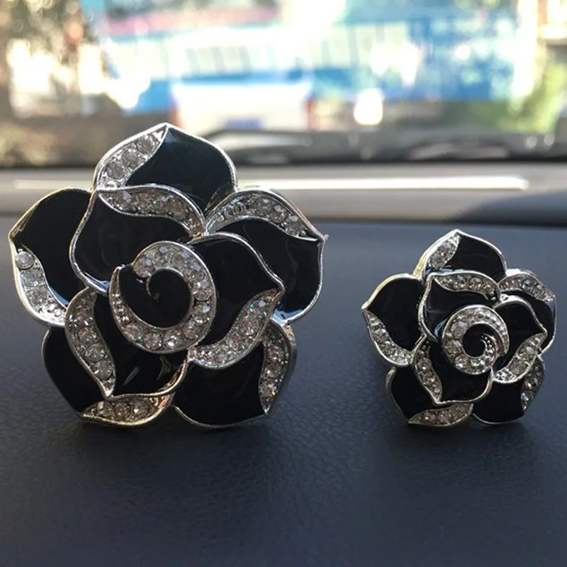 1 пара Rhinestone Camellia цветок освежитель автомобиля новая воздушная Зажимная скоба кондиционер Parfum Voiture автомобиль Inndoor освежитель воздуха Авто Geur