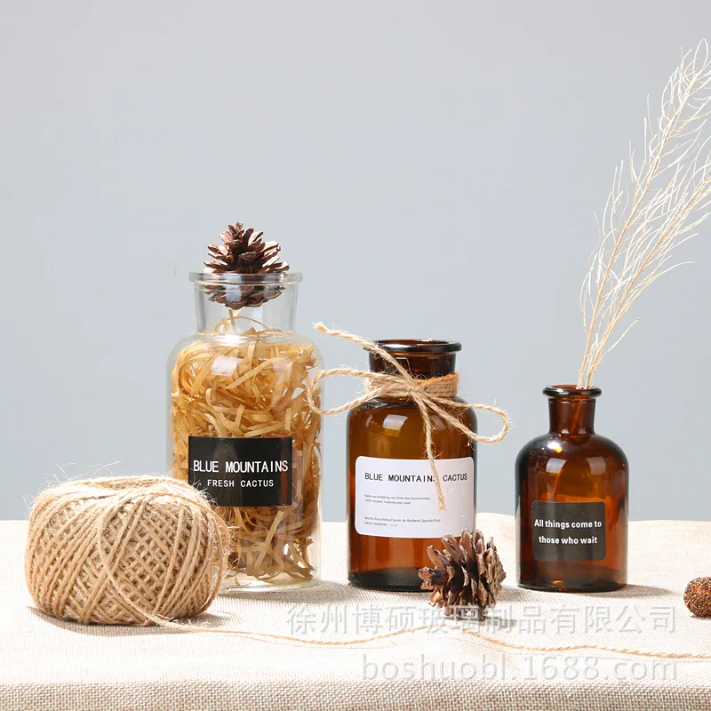 Nordic 20 Kinds INS Wind Glass Reagent Vase Hydroponic Dried Flower Small Vase Living Room Decoration with rope and sticker Nordic 20 Kinds INS Wind Glass Reagent Vase Hydroponic Dried Flower Small Vase Living Room Decoration with rope and sticker