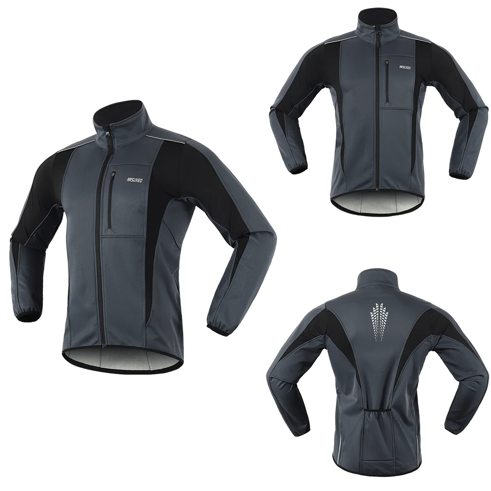 ARSUXEO Мужская зимняя велосипедная куртка флисовая велосипедная Джерси ветрозащитная Водонепроницаемая мягкая оболочка пальто MTB велосипедная одежда Светоотражающая 15-к