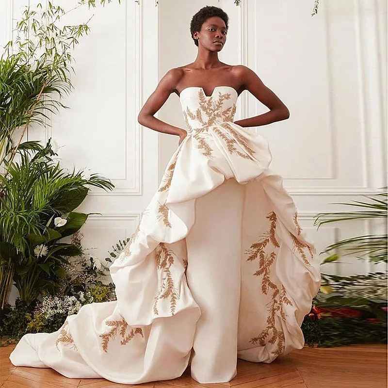 Beautiful Strapless Evening Party Gowns With
