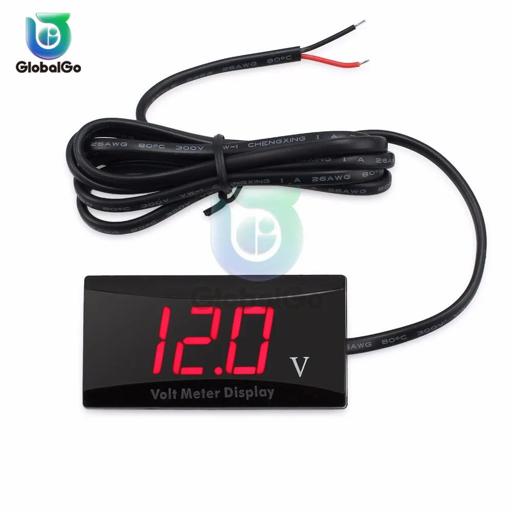 

DC12V LED Digital Waterproof Voltage Tester Meter Voltmeter With Alarm DC 8V-16V 60M Length Cable Outdoor Bike Car Voltmeter