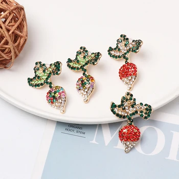 

Red and Multi Radish Lovely Girls Drop Earrings Womens Fashion Dangle Statement Food Earring Brincos Mujer 2019