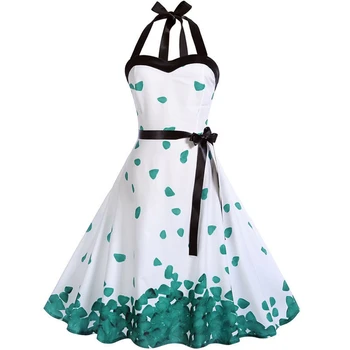 

Sexy Halter Party Dress Women Summer Backless Vintage Dresses Retro Rockabilly Swing Robe femme Elegant Midi Sundress Plus Size