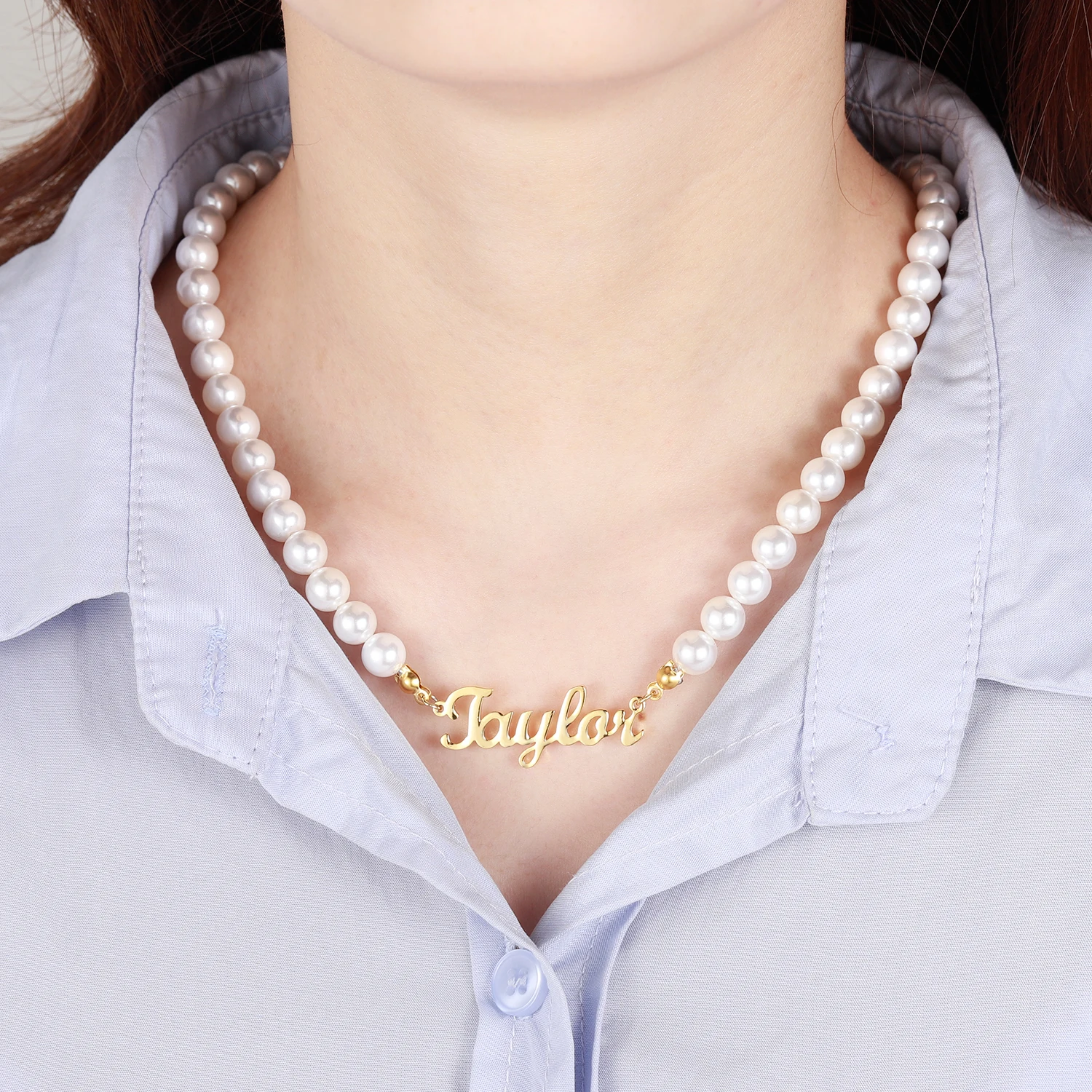 Personalized Custom Name Pearl Necklace 