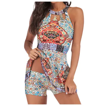 

#Z45 Plus Size Swimwear Women Print Tankini Tankini Swimsuits Women New Vintage Style Bikini Set Beachwear Bathing Suit Women