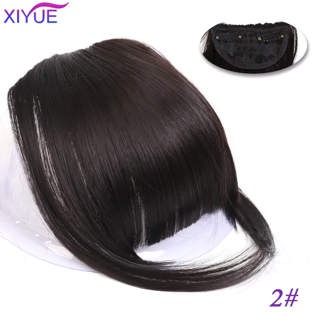 Black/Light Brown Clip In Hair Bangs Hairpiece Accessories Synthetic Fake Bangs Clip In Hair Extensions Clip In Hair Pieces WL-14