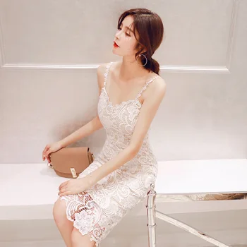 

Dress Female 2020 Summer New Women's Sexy Hollow Lace Lace Slim Slim Dress Sexy Dress Dresses Woman Party Night