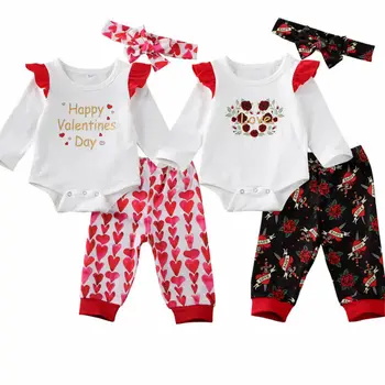 

0-18 Months Newborn Infant Baby Girls Clothes Jumpsuit Romper Bodysuit +Pants Outfits Baby Girls Valentine'S Day Outfits