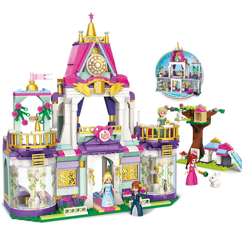 QIMENG Princess Prince Series Enchanted Castle Palace Models Building Blocks Royal Carriage Model Compatible Girl Toy Gifts | Игрушки и