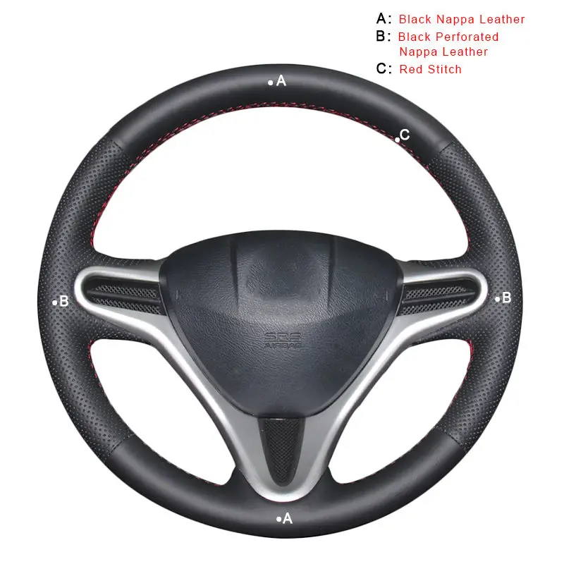 Top Layer Leather Авто оплетка на крышке рулевого колеса для Honda Fit 2009-2013 City 2009-2013 Jazz 2009-2013 Insight 2010- колпаки для автомобильных колес - Название цвета: Top Layer Leather