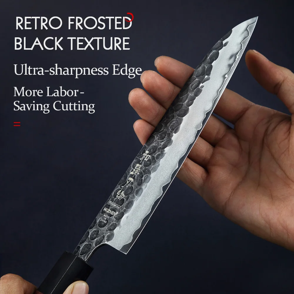 Kitchen Knives 1-3PC Chef Utility Santoku Professional Clad Steel Japanese Cook For Meat Red Wood