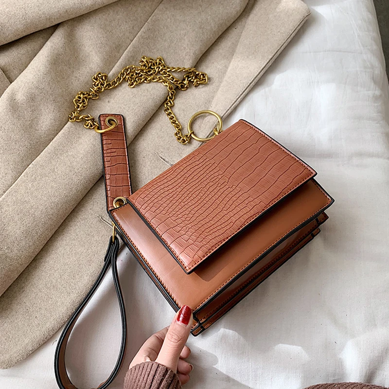 

Women Simple Solid Color Stone Pattern Crossbody Bags Sac A Main Shoulder Bags Messenger Hasp Phone Bag Bolso Bandolera Mujer