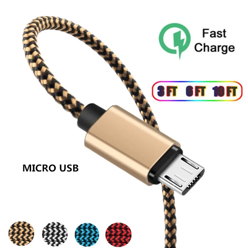 Fast Charging Zinc Alloy Braid Nylon Wire For Huawei Y5 Y6 2018 Y7 Y9 2019 Honor 9A 8A 8S 8X honor 9X Lite Phone Micro USB Cable long android charger