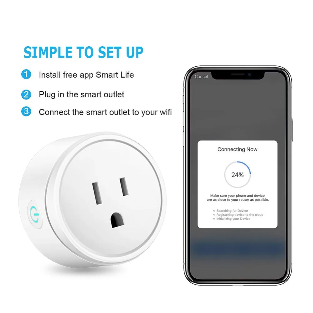 ZUCZUG Smart Socket Wifi Remotely Control Timing Outlet APP Alexa Google Home Voice Switch Socket Smart Outlet US Power Socket