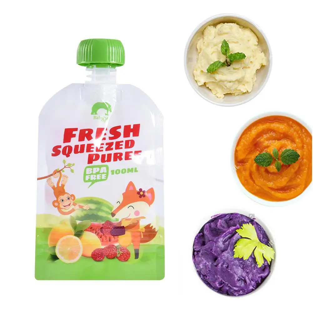8 Pieces/Pack Baby Reusable Food Supplement Bag Homemade Puree Portable Fruit And Vegetable Food Pouch