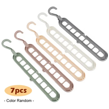 

Multi-function Folding Hanger 9 Hole Rotating Magic Clothes Hanger Closet Organizer Home Bedroom Storage Rack Color Random