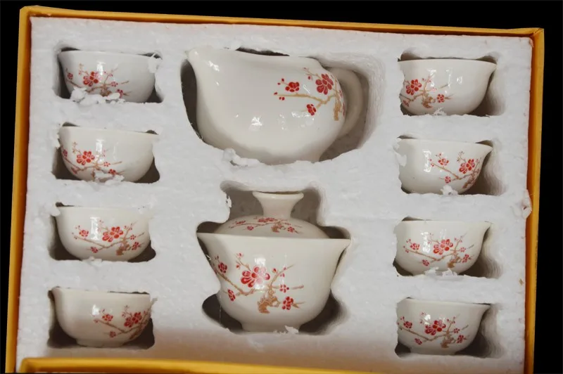 Китайский селадон, набор чайных чашек для рыбы, кунг-фу, набор чайных чашек, фарфоровая чашка, керамические тисненые изделия, высококачественные чашки