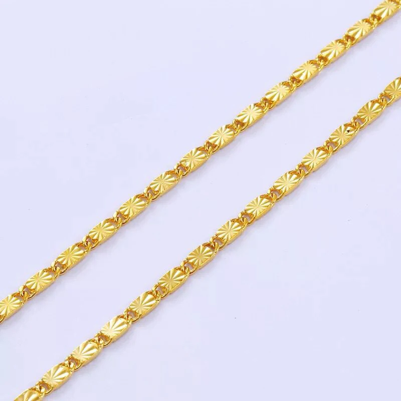 

XP Jewelry -- ( 50 cm x 2 mm ) Necklaces for Women 24 k Pure Gold Color Hot Buy Embroidery Jewelry Fashion Lead and Nickel Free
