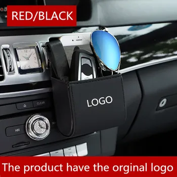 

Car Organizer Box Bag Air Outlet Dashboard Hanging Leather Mobile Phone Holder In Automobile Interior Accessories FOR BMW M LOGO