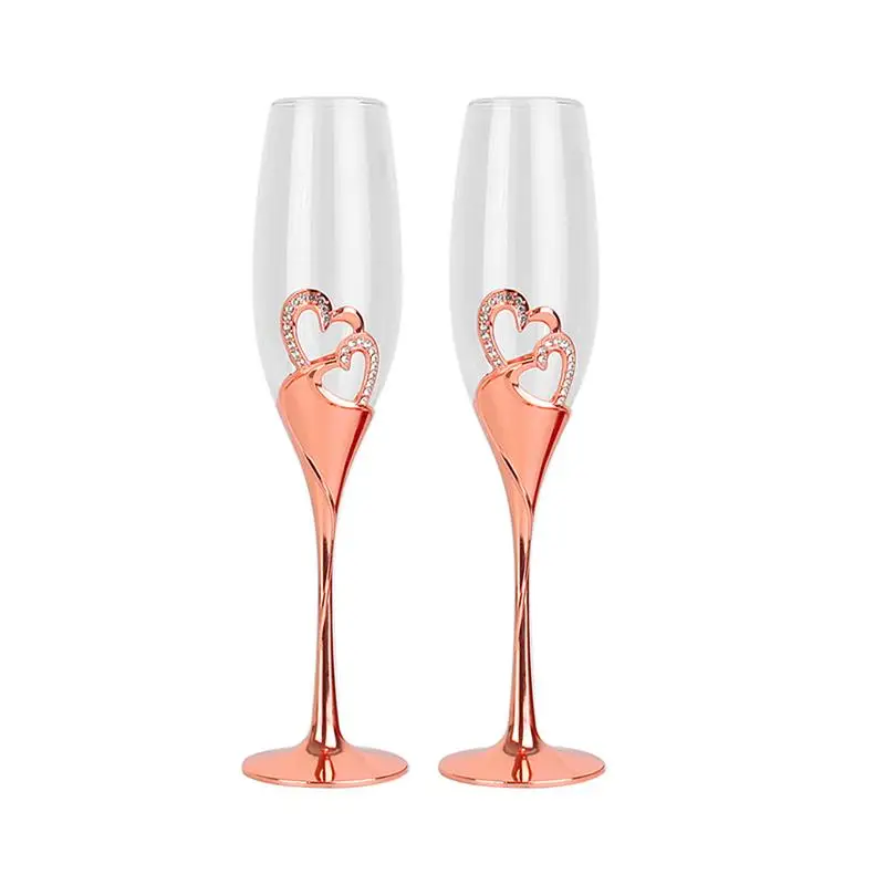 2 шт свадебный бокал для шампанского набор флейта бокал es бокал для Вина Стеклянный свадебный подарок бокал es розовое золото кристаллические вечерние бокалы для тостов