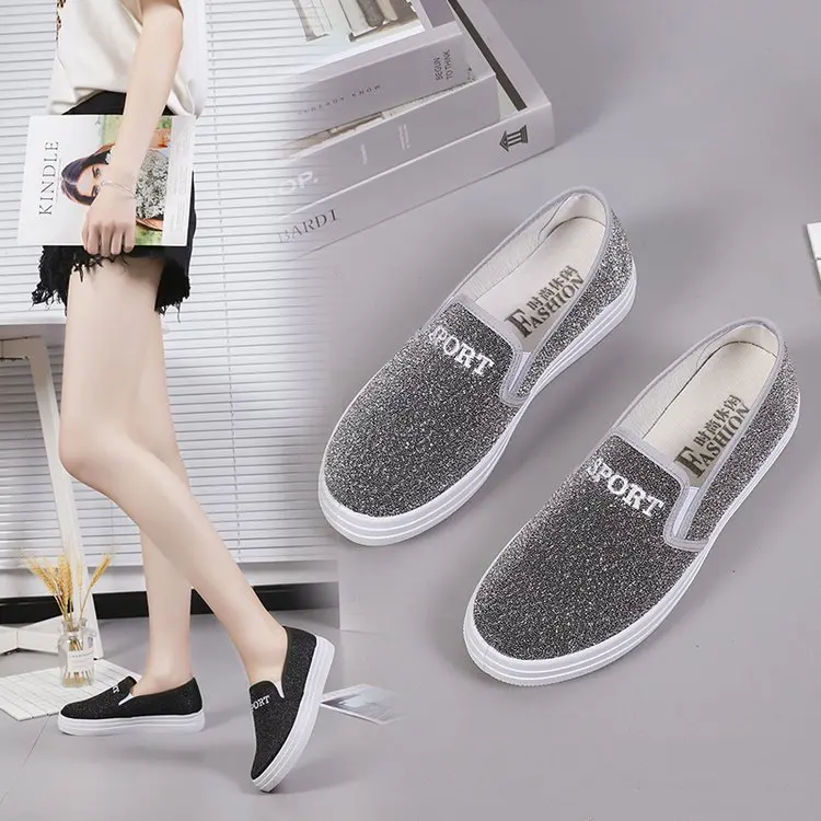 

Thick Bottomed Cloth Shoes Female Spring New Style Students Lazy Slip-on Canvas Shoes Flat Korean-style Trend WOMEN'S Casual Sho