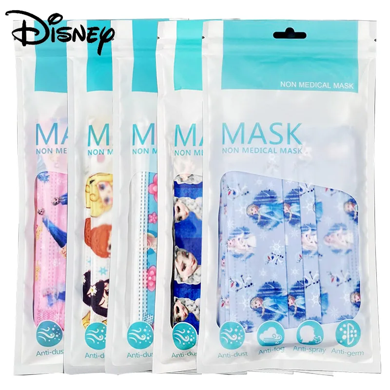 Disney Frozen Disposable Children's Masks Cute Aisha Princess Cartoon Pattern Kids Face Shield 3-Layer Cotton Masque For Girls | Красота