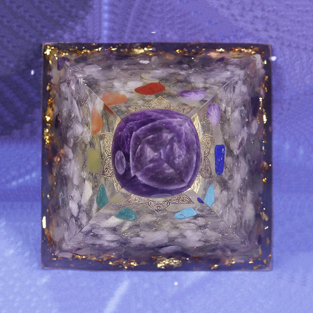 Оргонит пирамида из аметиста изменить магнитное поле жизни камень Reiki флюорит