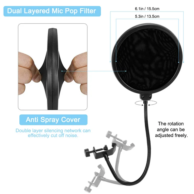 Support de Bras de Micro, Pied de Micro a Ciseaux a Perche a Suspension  Reglable avec Filtre Anti-pop, Adaptateur 3-8 a 5-8, P,14 - Cdiscount TV  Son Photo