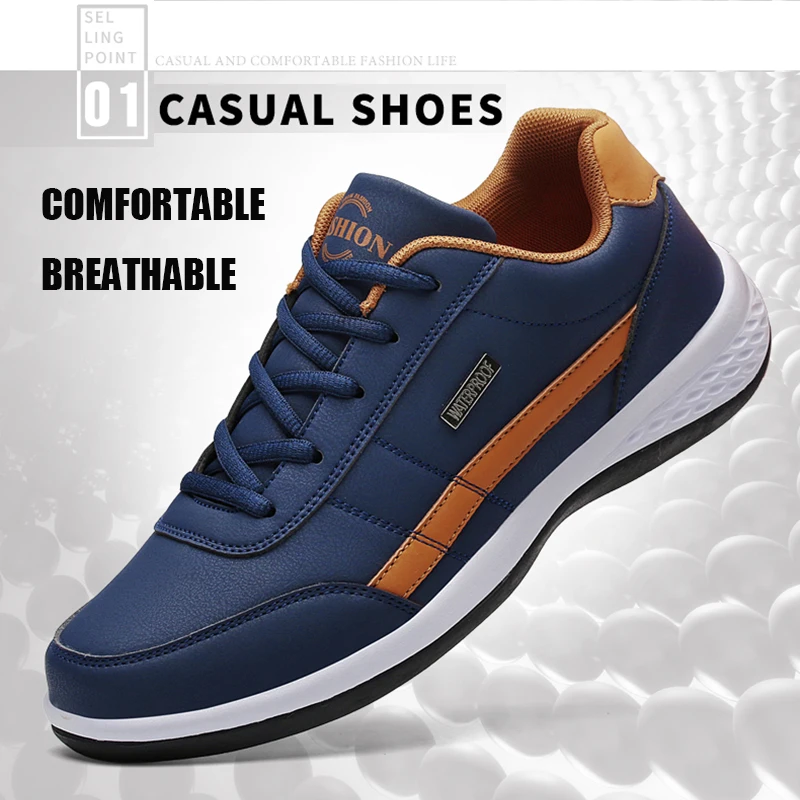 Men's Sports Casual Shoes Fashion PU Leather Shoes Outdoor Spring/Autumn Comfortable Flat Sneakers