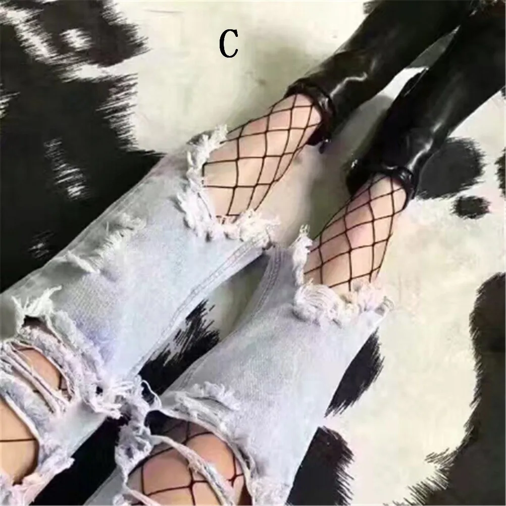 Summer Children Black Pantyhose Mesh Tights Ripped Jeans Net Grid