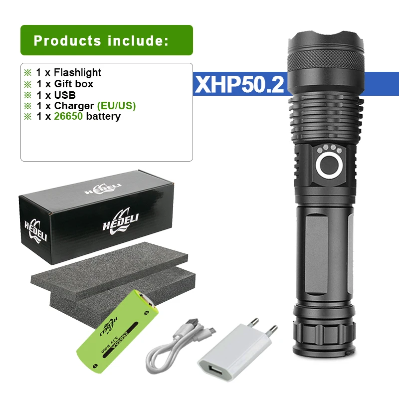 Rechargeable Flashlight Super Bright LED Torch USB with Battery Charger 90000lm