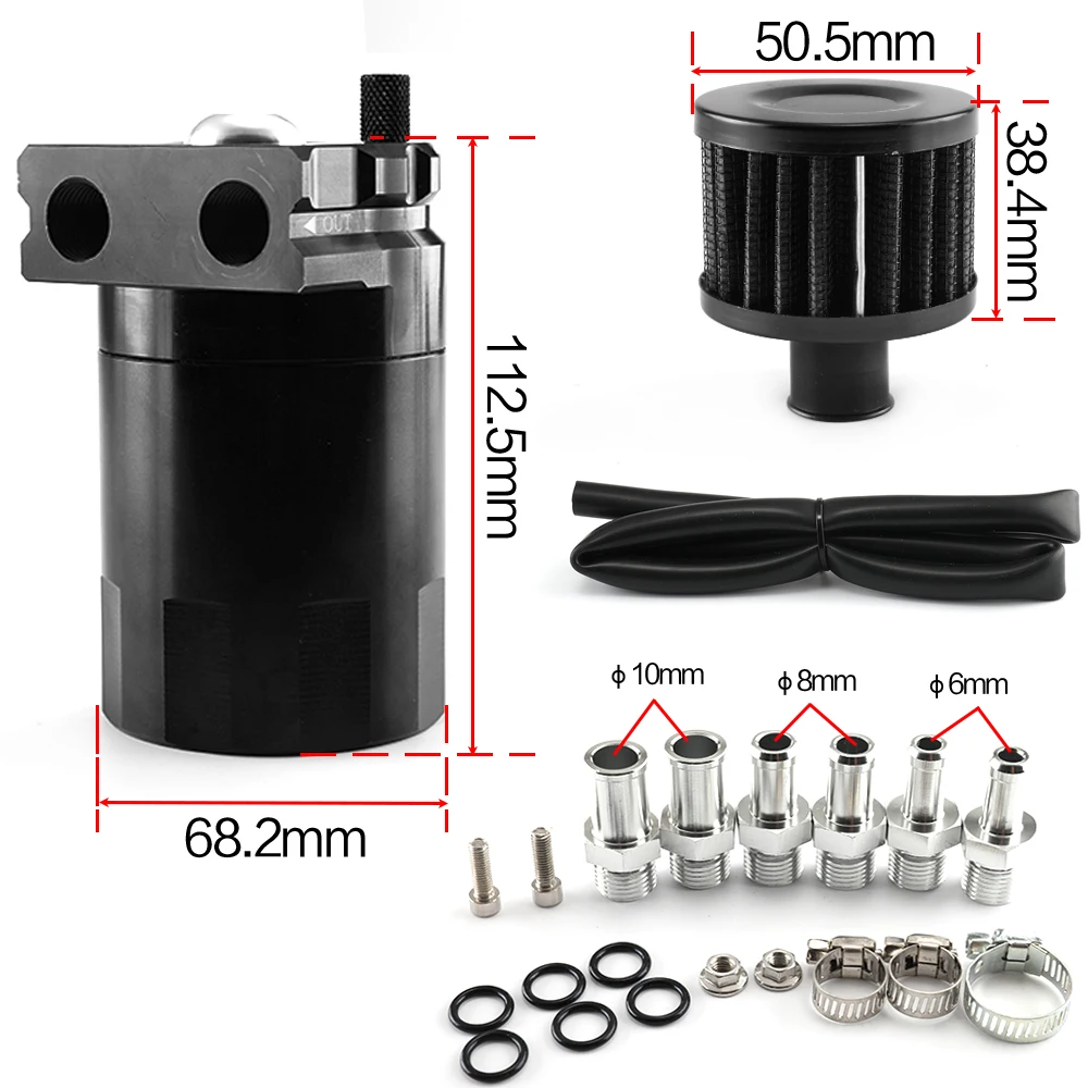Enhanced Universal Aluminum Oil Catch Can with Breather Filter