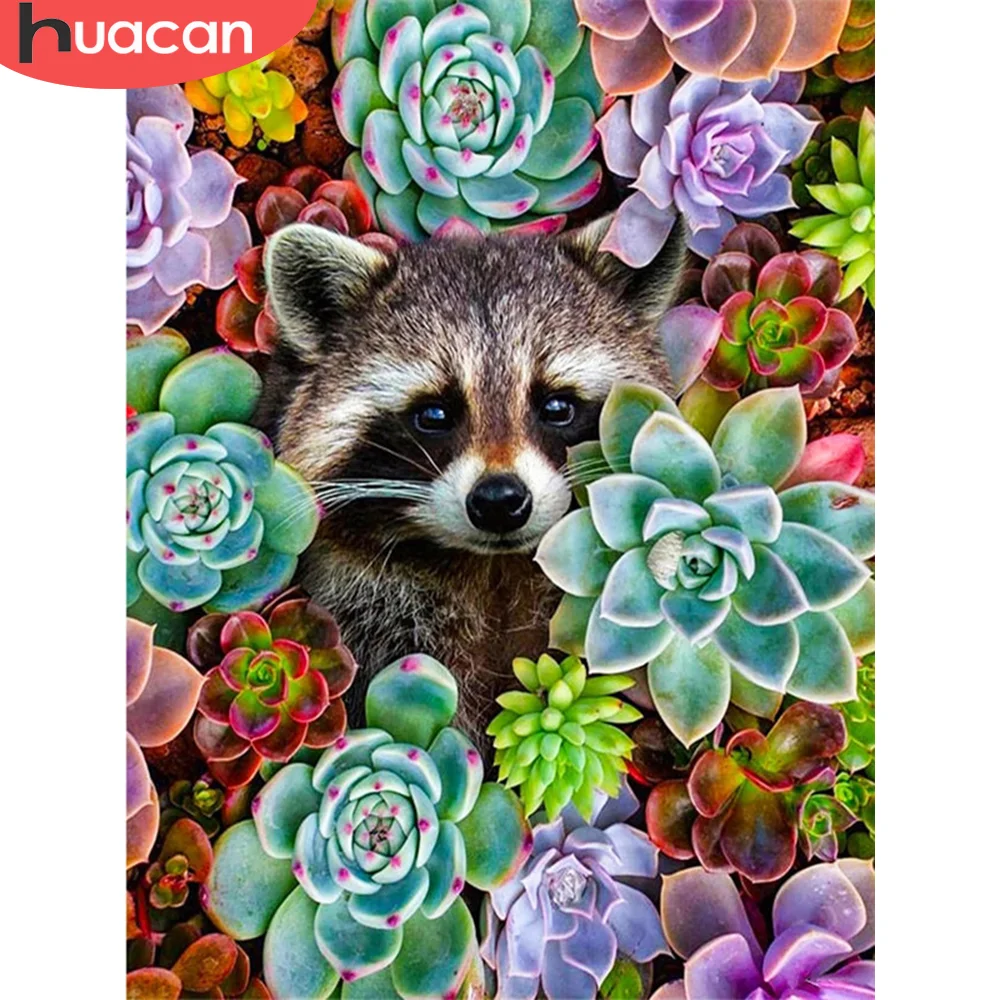 HUACAN 5D алмазная живопись суккулентные растения полностью квадратные Круглые DIY