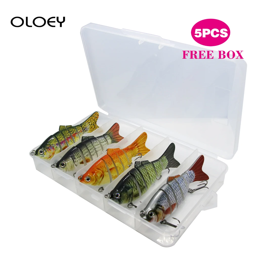 

OLOEY 5Pcs Sinking Wobblers 6 Segments Fishing Lures Multi Jointed Swimbait Hard Bait 10cm 17.5g For Bass Fishing Lure Crankbait