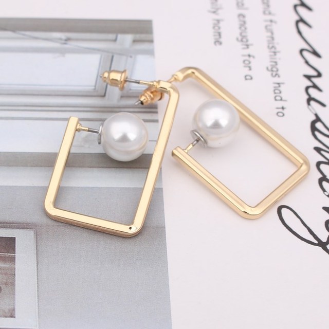 Style Simulated Pearl Earrings For Women Personality Geometric Female Elegant Earring Jewelry Valentine's Day Girl Gift