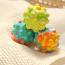 Boule anti Stress arc en ciel pour enfant, jouet anti Stress en forme de Cube, à bulles, décompression sensorielle, balle élastique 3D, anti Stress 