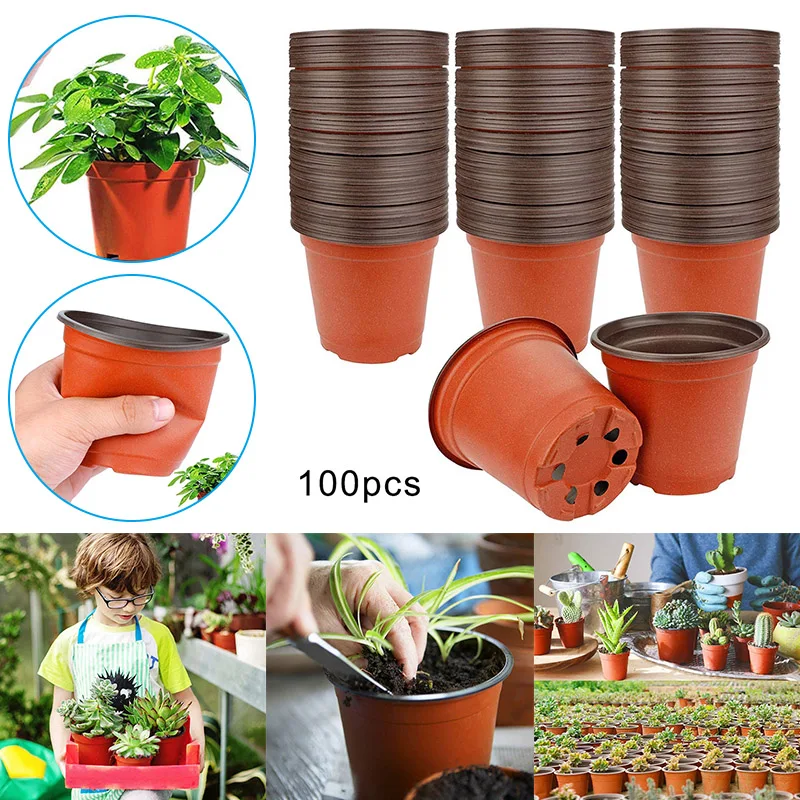 50Pcs 4'' Square Nursery Pots Succulent Flower Plant Seed Gardening 