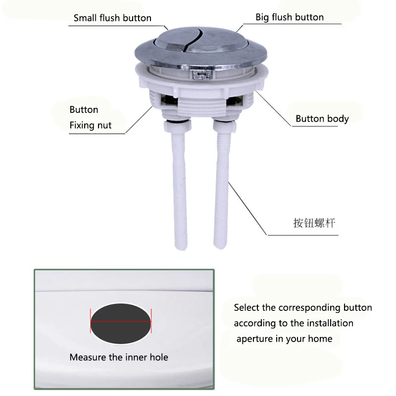 Bathroom toilet tank accessories Double push button switch One-piece flush toilet push valve