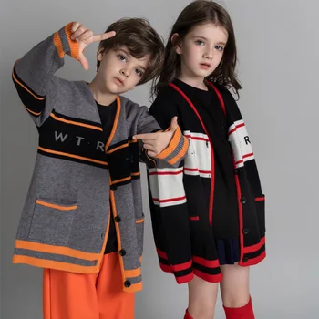 

Unisex Knit Sweaters Autumn Winter Boys Girls Cardigan Long Sleeve Pullovers Baby Kids Warm Thickening Knitwear Knitted Tops