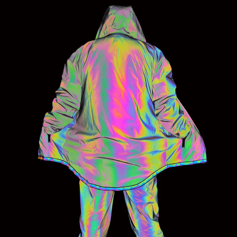 RUELK/Новое поступление, цветные, отражающие брюки, Осенние ночные Джоггеры для мужчин, Привлекательные длинные штаны для мужчин, для ночного клуба, хип-хоп, уличная одежда
