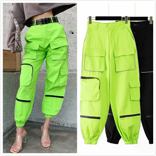 black and neon green joggers