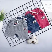 Детские шорты, полосатые шорты с рисунком для мальчиков и девочек, летние пляжные штаны для малышей, Мягкие штаны