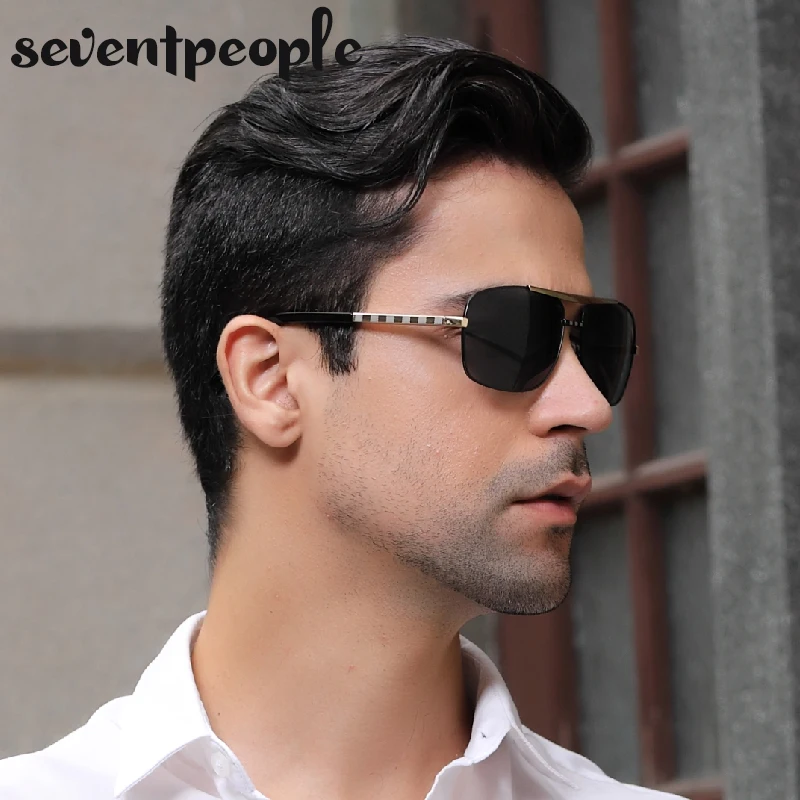 Retro Black Square Sunglasses Men Brand Designer Outdoor Fashion