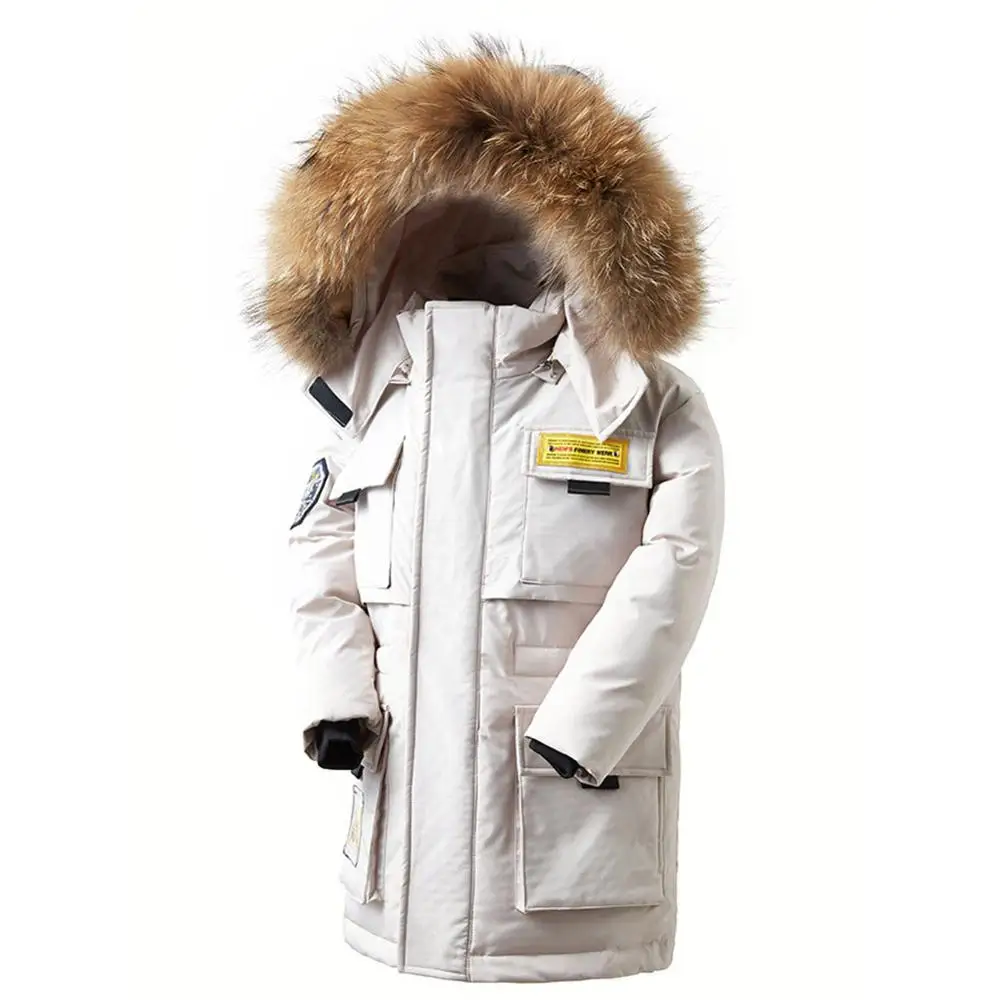 Autumn Winter Boys Jackets Fur Collar Baby Girls Down Coat Casual Children Hooded Outwear Girls Winter Down Jackets - Цвет: Белый