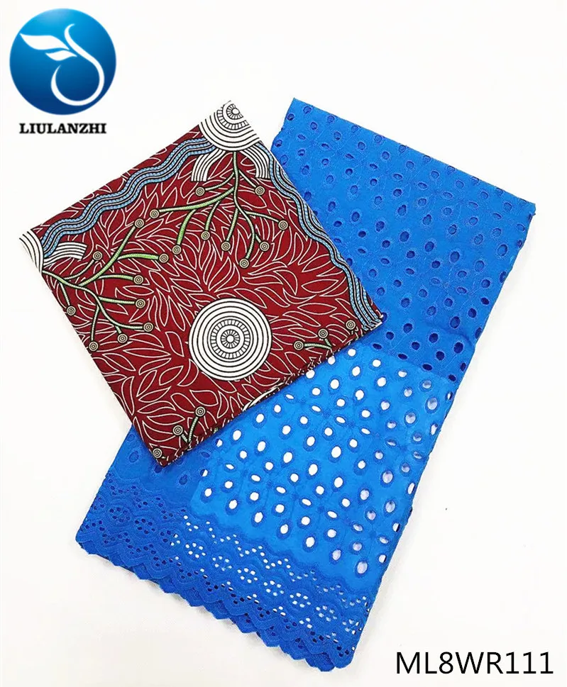 LIULANZHI Африканская Хлопковая ткань 3+ 2,5 ярдов/партия Новое поступление хлопковое кружево+ хлопковая восковая ткань для weding ML8WR93-ML8WR122